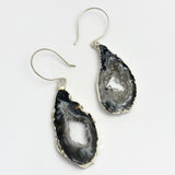 Silvered Dark Occo Geode Slice Earrings