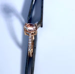 Oregon Sunstone and Diamond Ring in 14k Rose Gold