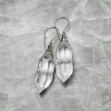 Double-Terminated Quartz Drop Silver Earrings