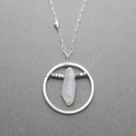 Gold Sun/Silver Moon Necklace with Faceted Beads :: Angel Aura Quartz Point