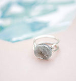 Occo Druzy Silver Plated Double Curve Ring