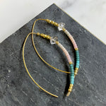 Open Hoop Delicate Beaded Earrings With Herkimer :: Made to Order