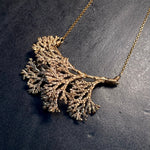 Bronze Cedar Frond Necklace on 14k Gold Filled Chain